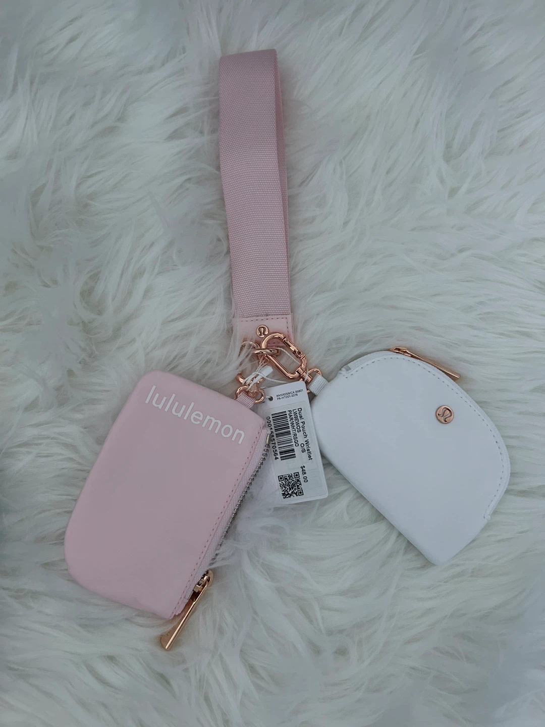 BNWT: 'Blissful Pink/Light Ivory' Lululemon Dual Pouch Wristlet - photo 2