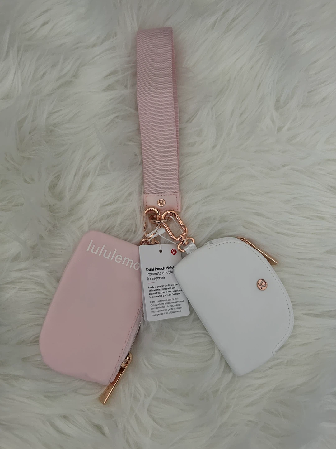 BNWT: 'Blissful Pink/Light Ivory' Lululemon Dual Pouch Wristlet