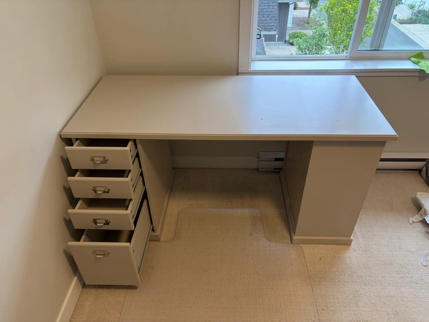 Beige Executive Desk with 4 Drawers