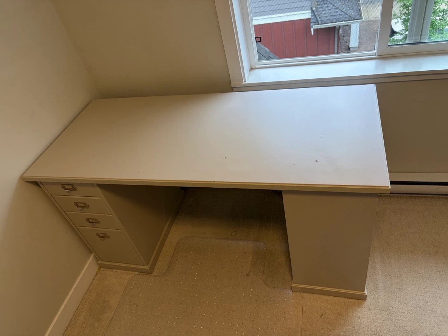 Beige Executive Desk with 4 Drawers - photo 5