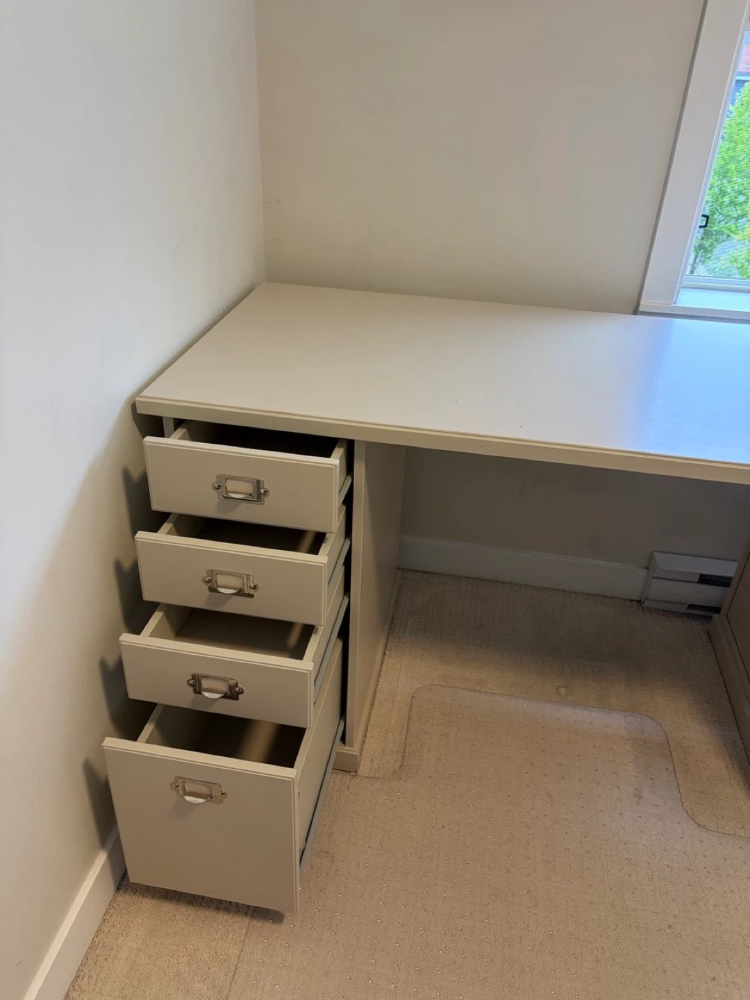 Beige Executive Desk with 4 Drawers - photo 3