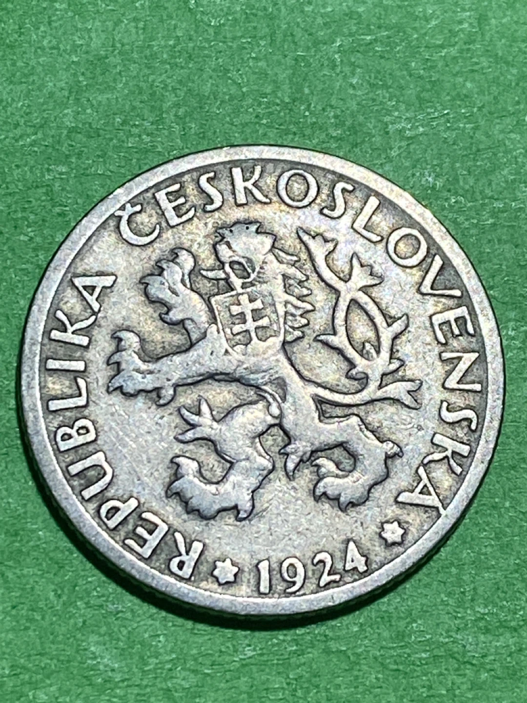 1924 Czechoslovakia 1 Koruna Coin - photo 2