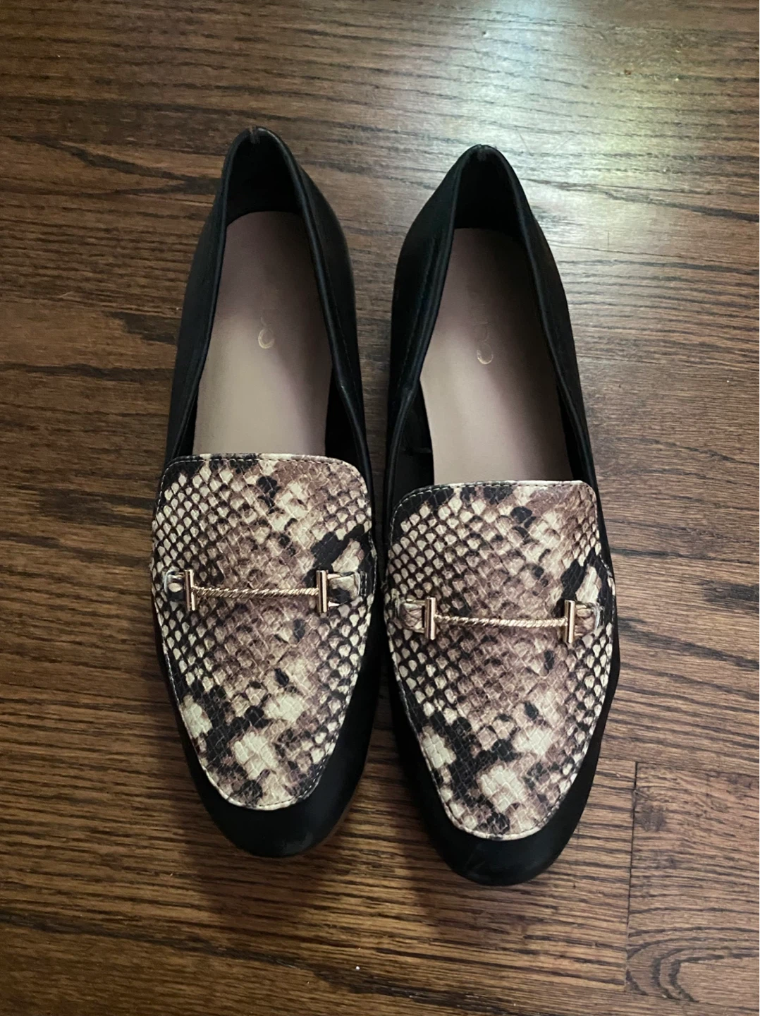 ALDO Loafers - Black with Snake Print Accent