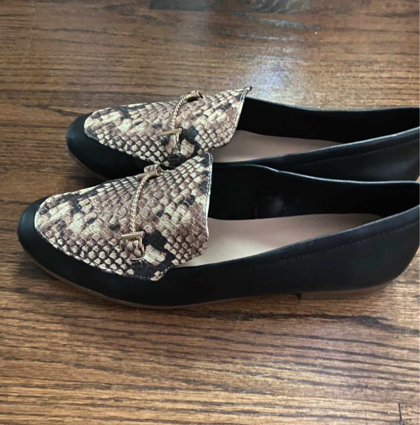 ALDO Loafers - Black with Snake Print Accent - photo 2