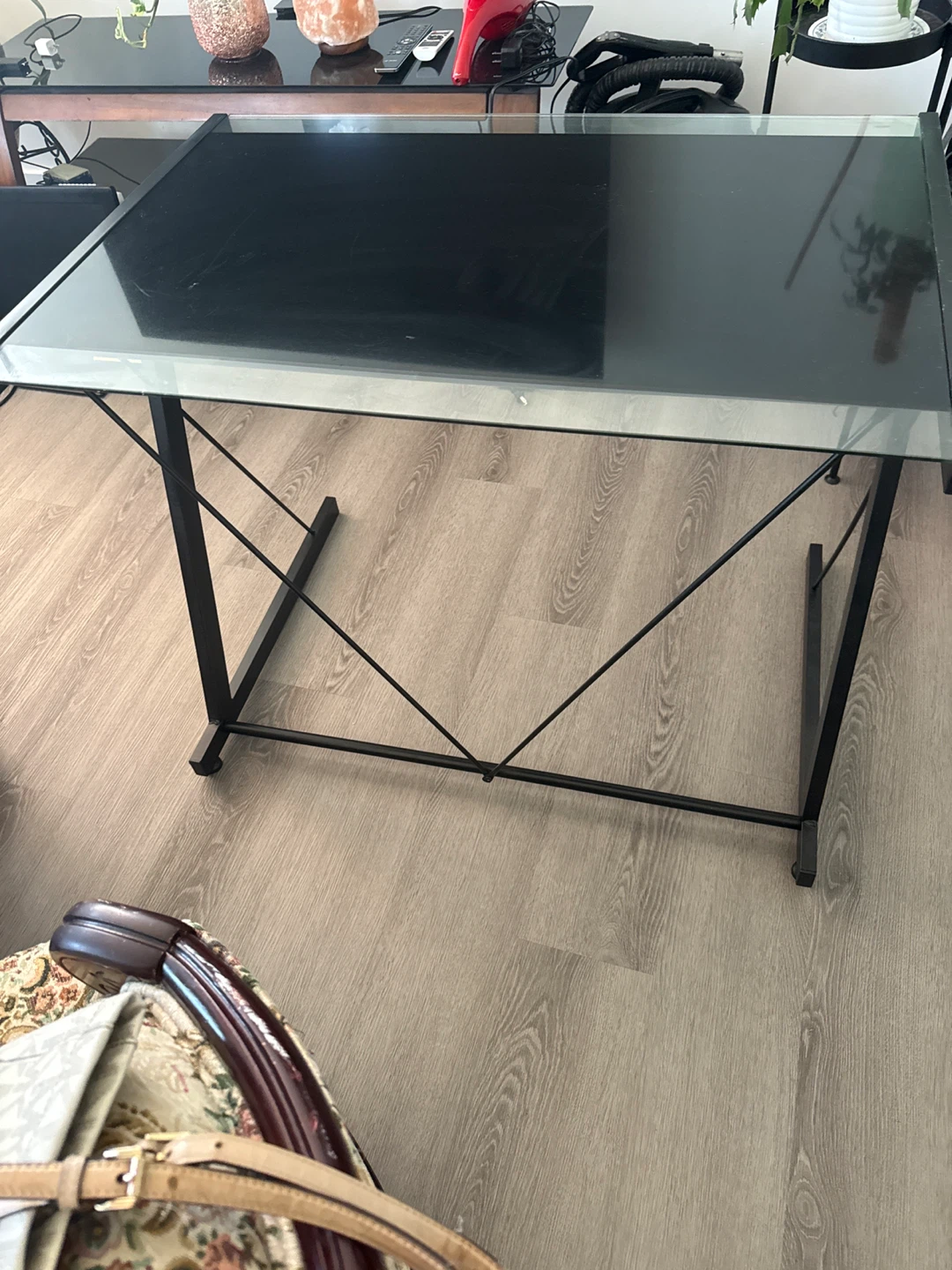 Black Glass Top Desk - photo 2