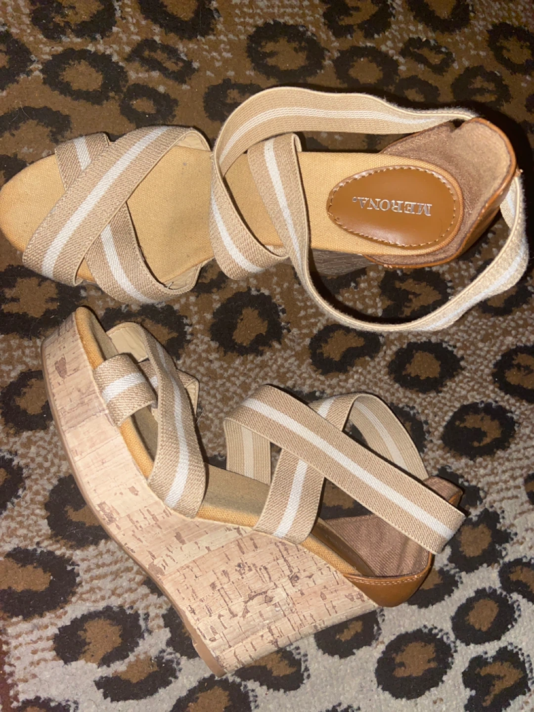 Merona Women's Tan Stripe Wedge Sandals - photo 2