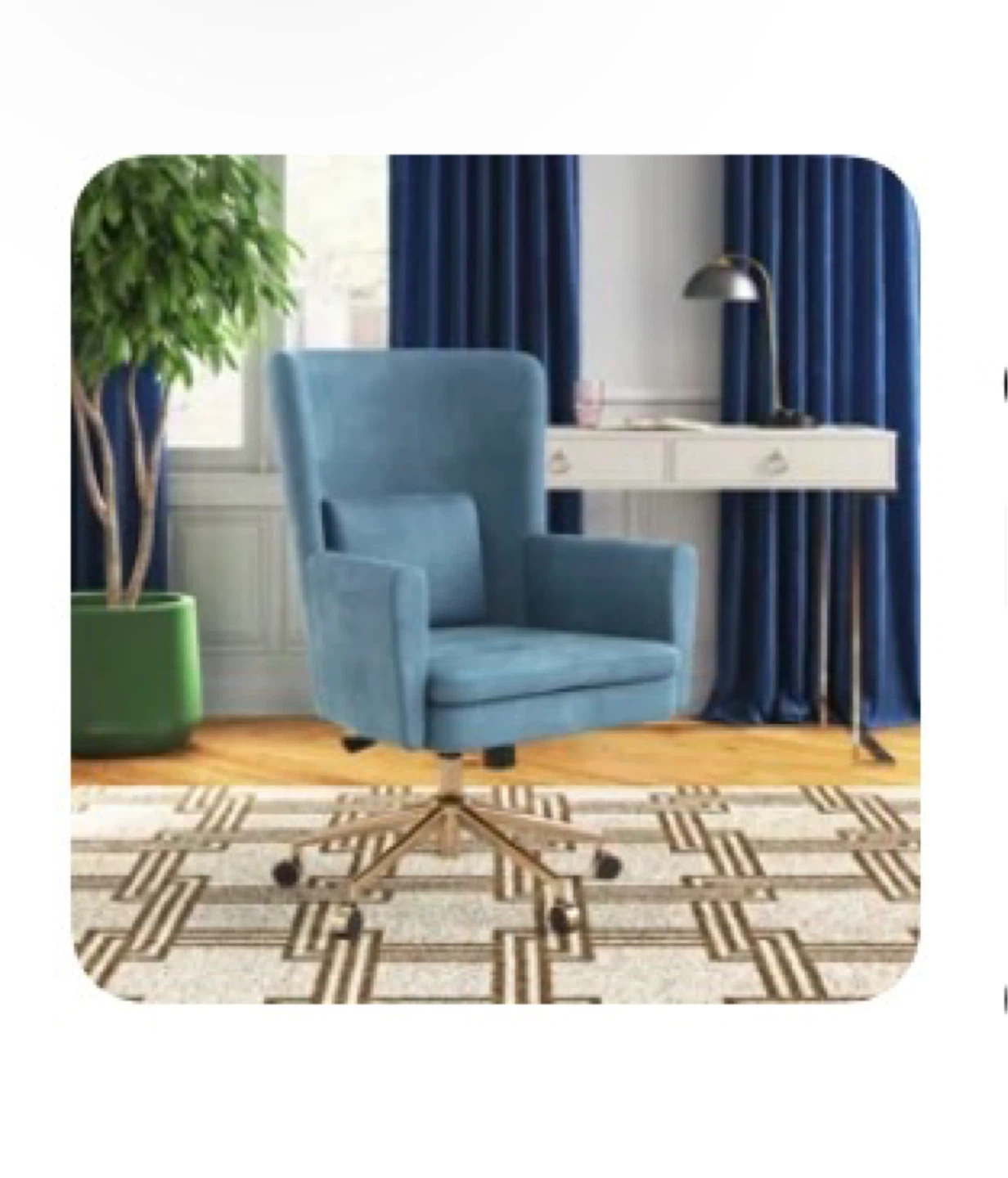 Teal Upholstered Chair w/ Gold Legs - photo 2