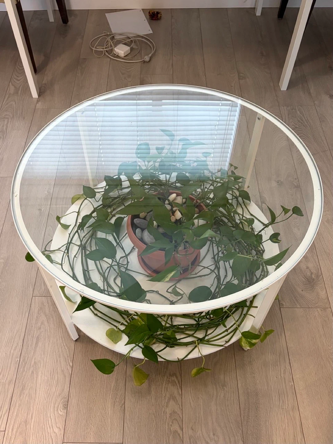 White coffee table with glass top - photo 2