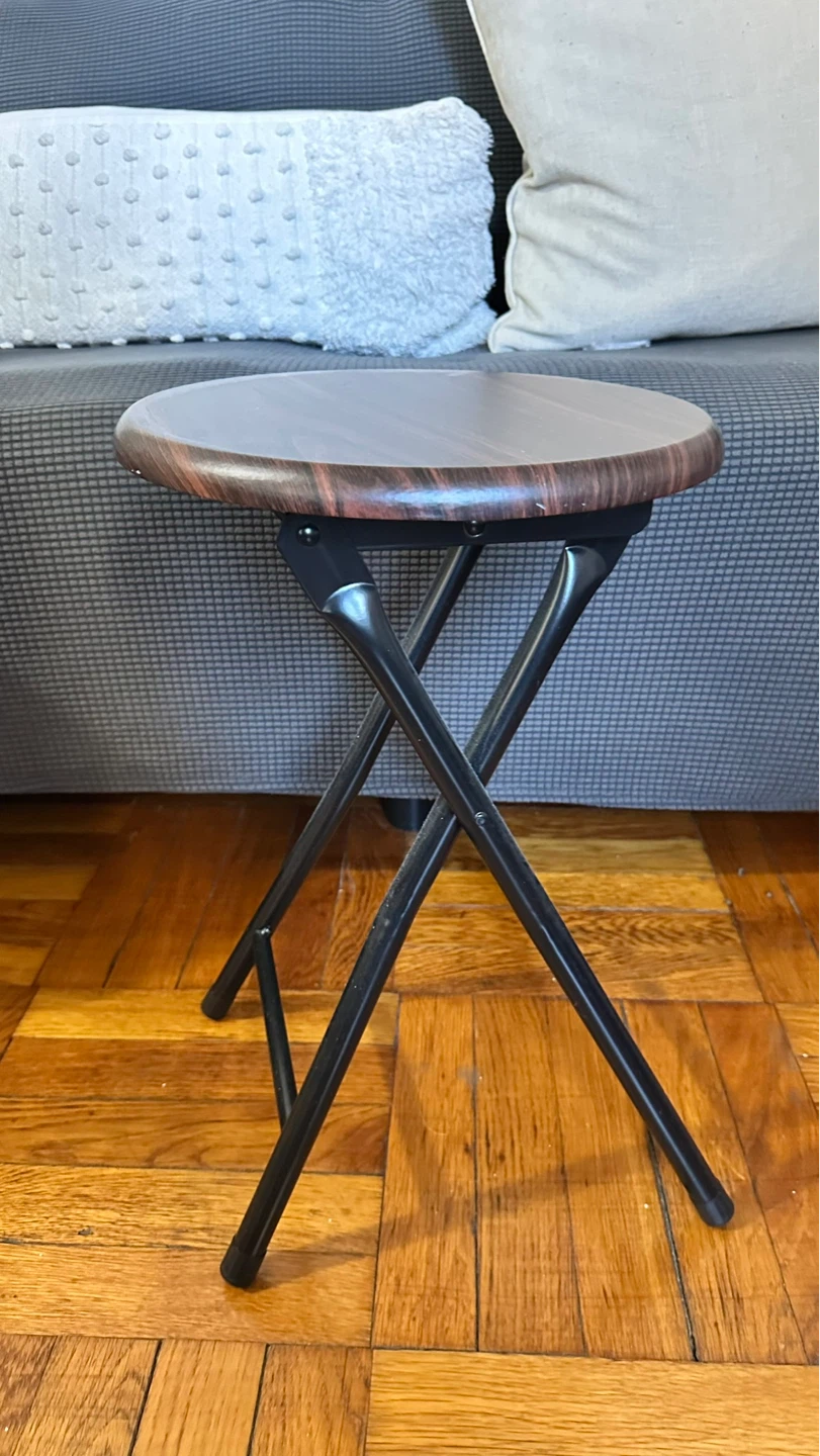 Folding Stool with Wood Finish Top