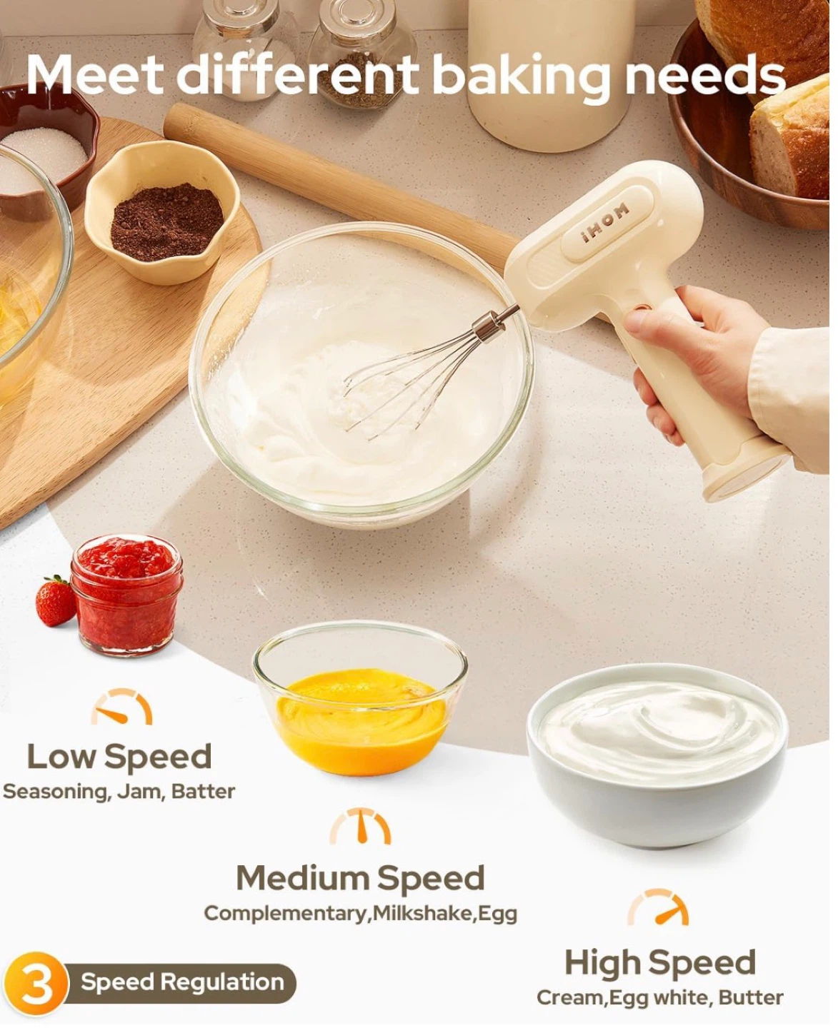 Cordless 3 speed hand mixer - photo 2