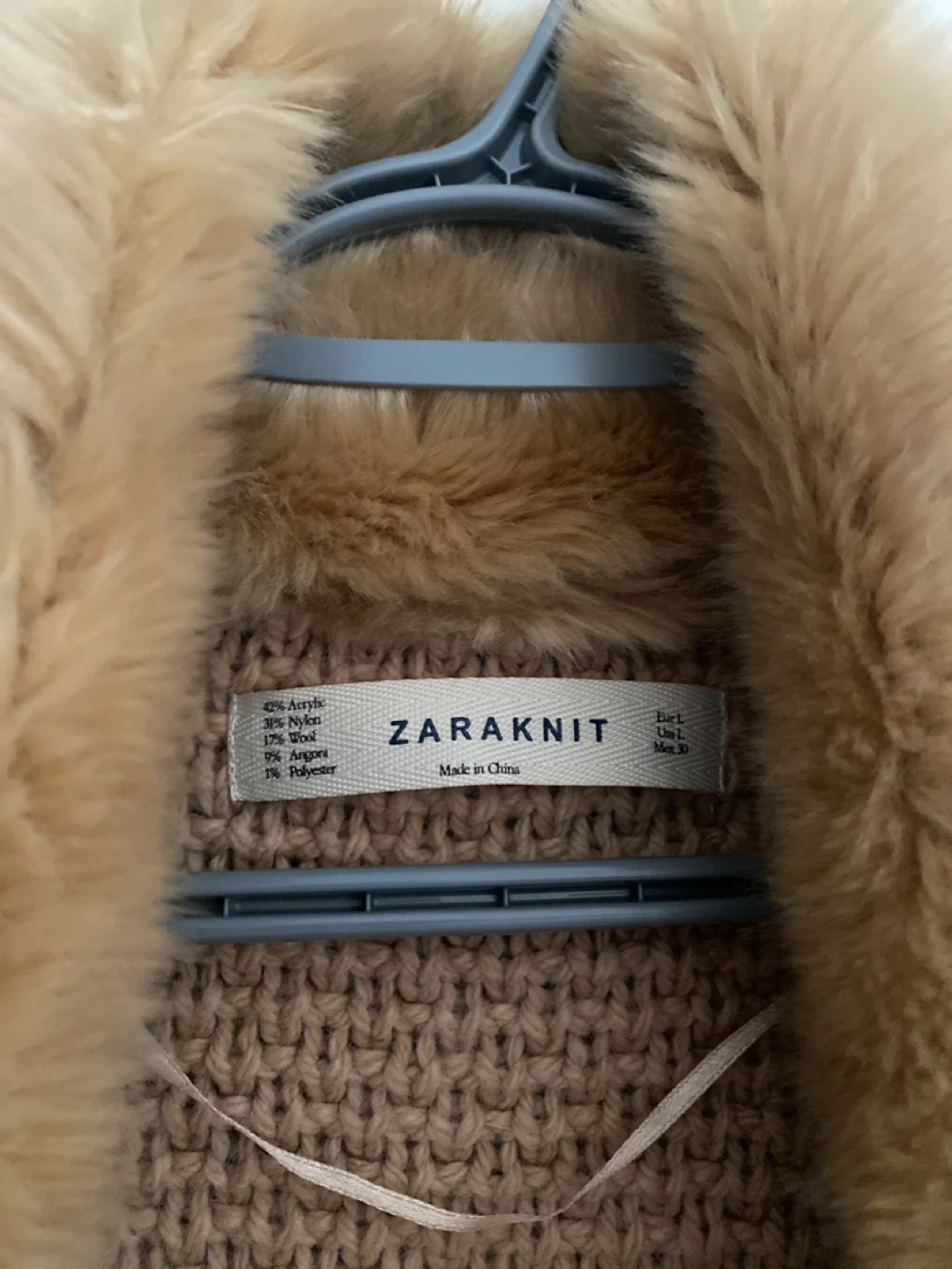 ZARA KNIT Cardigan with Faux Fur Collar - photo 2