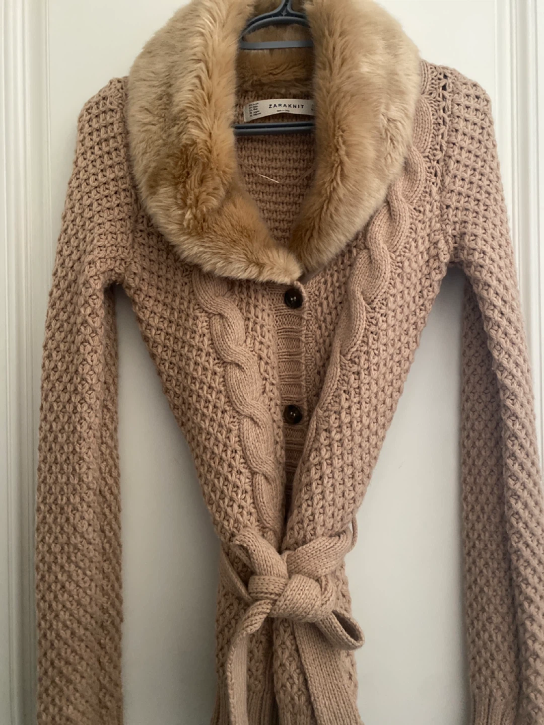 ZARA KNIT Cardigan with Faux Fur Collar - photo 3