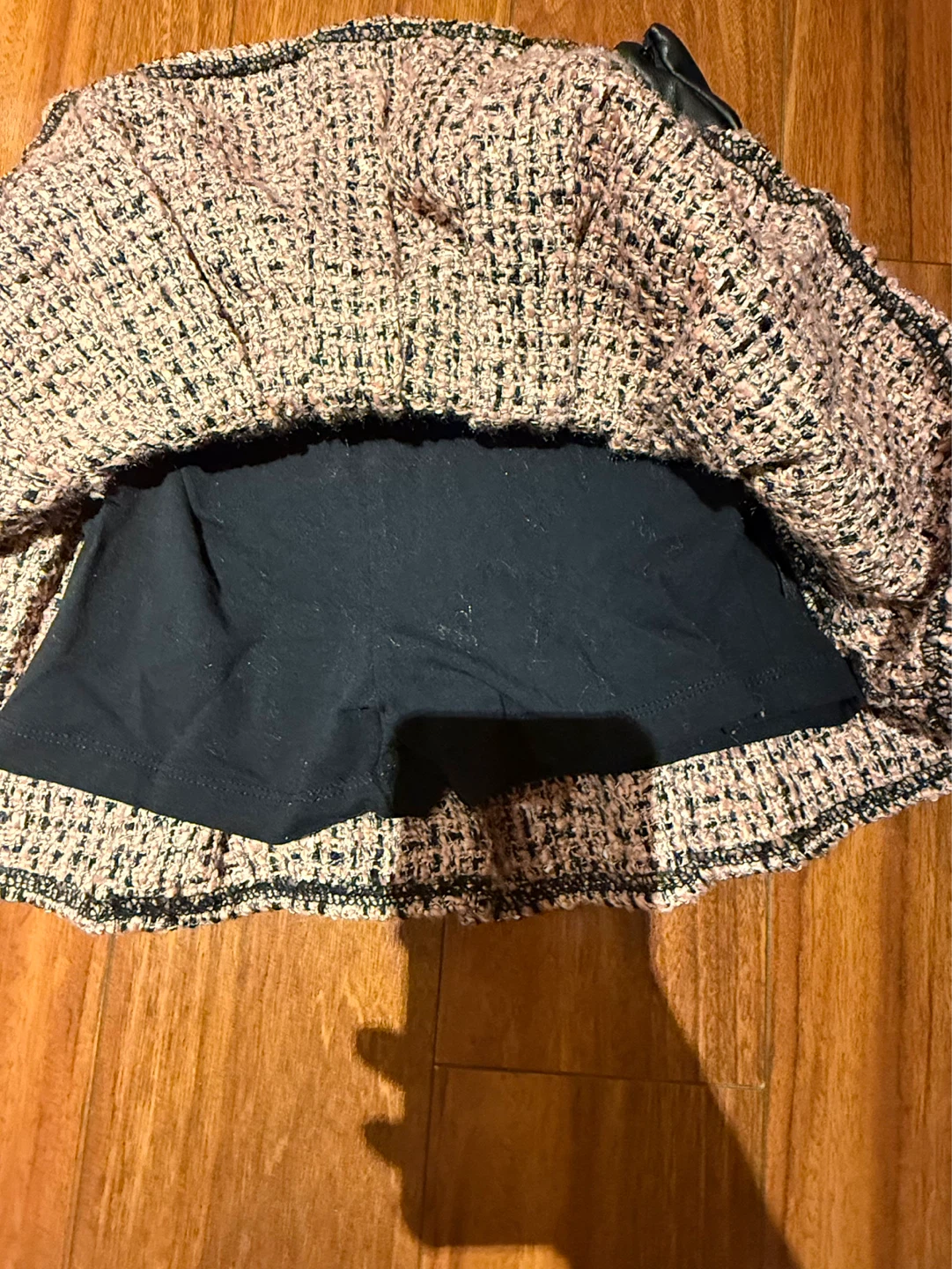 Guess Pink Tweed Skirt with Faux Leather Waistband - Size 10 - photo 4