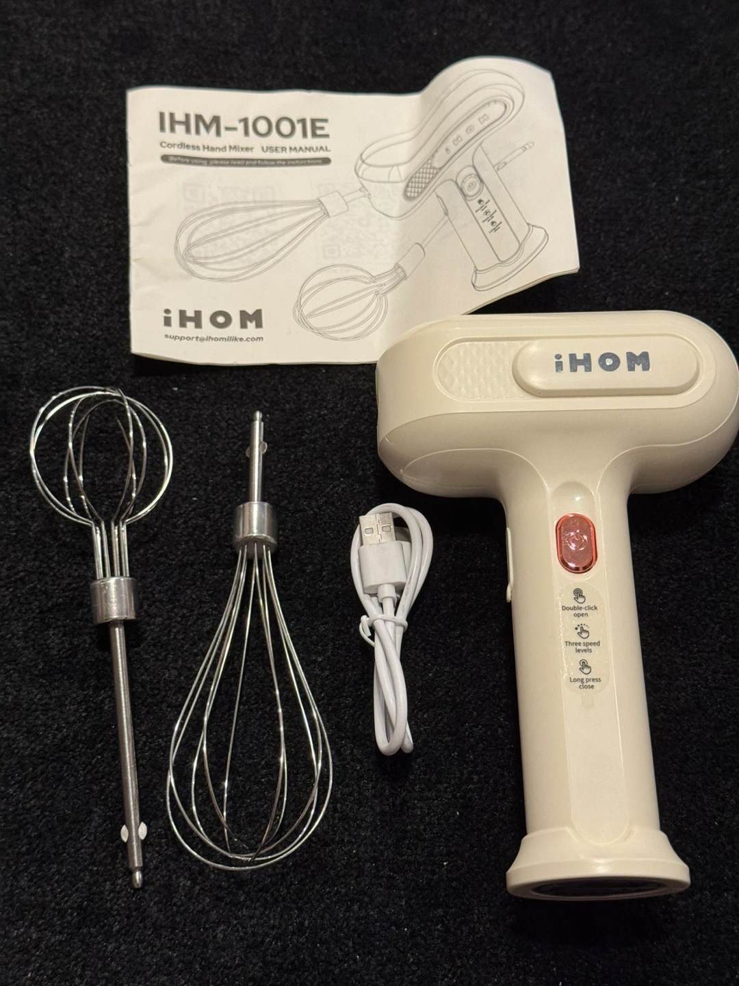 Cordless 3 speed hand mixer