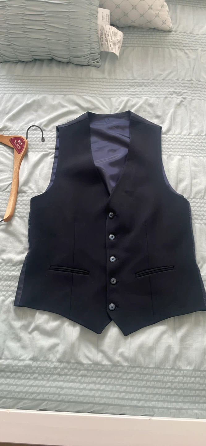 Carutte Milano Navy Wool Blend Suit Jacket and Vest Size 46 - photo 5