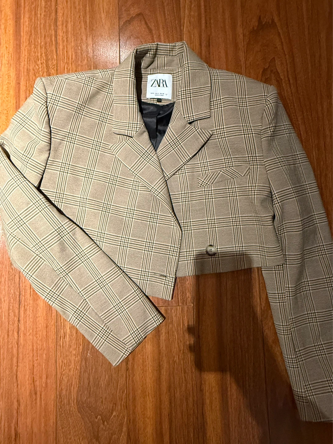 Zara Plaid Cropped Blazer