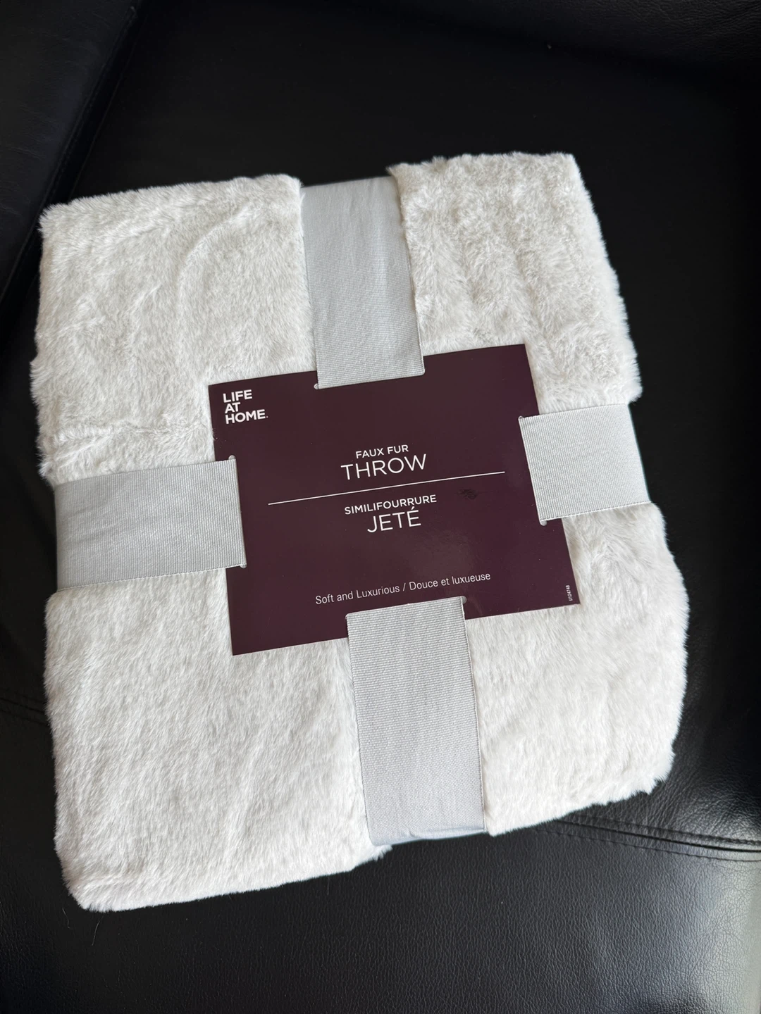 LIFE AT HOME Faux Fur Throw Blanket - Grayish White - photo 2