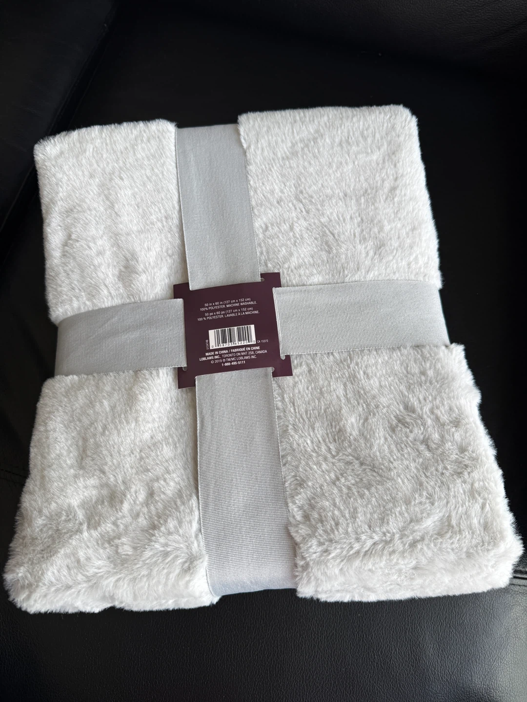 LIFE AT HOME Faux Fur Throw Blanket - Grayish White - photo 3