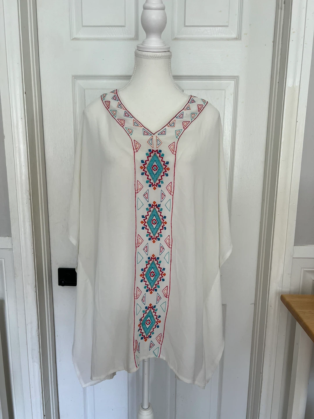 White embroidered kaftan cover-up