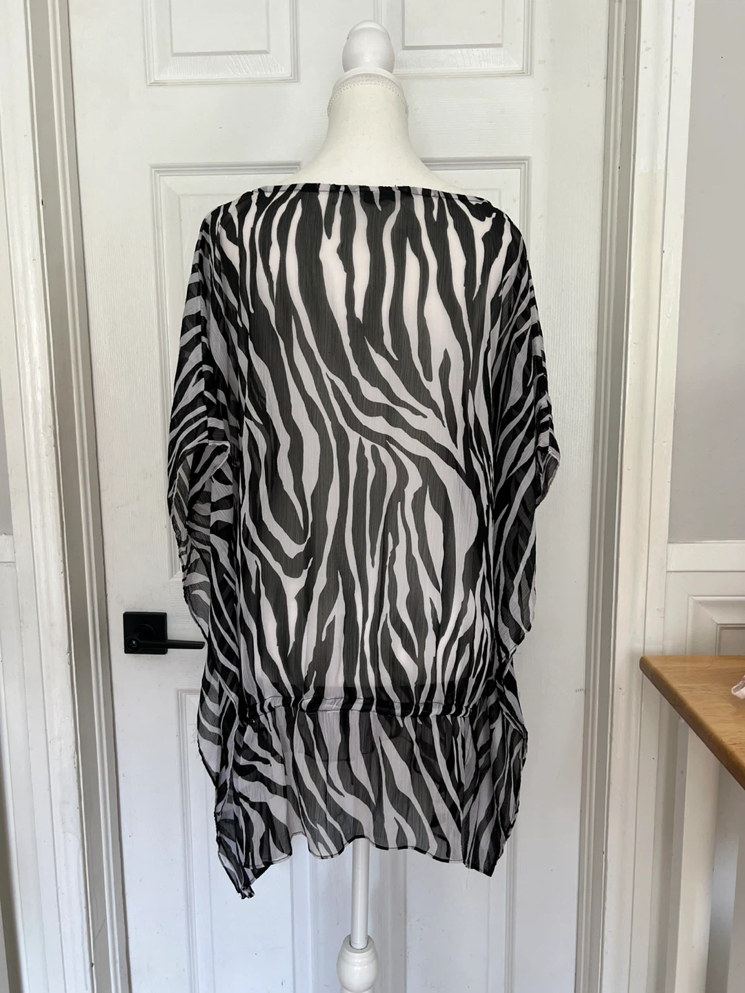 Women's Zebra Print Sheer Kaftan Cover-Up - photo 2