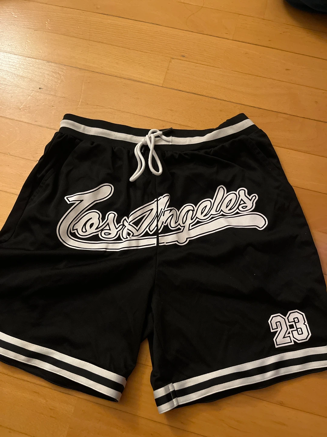 Black Los Angeles Basketball Shorts with "23"