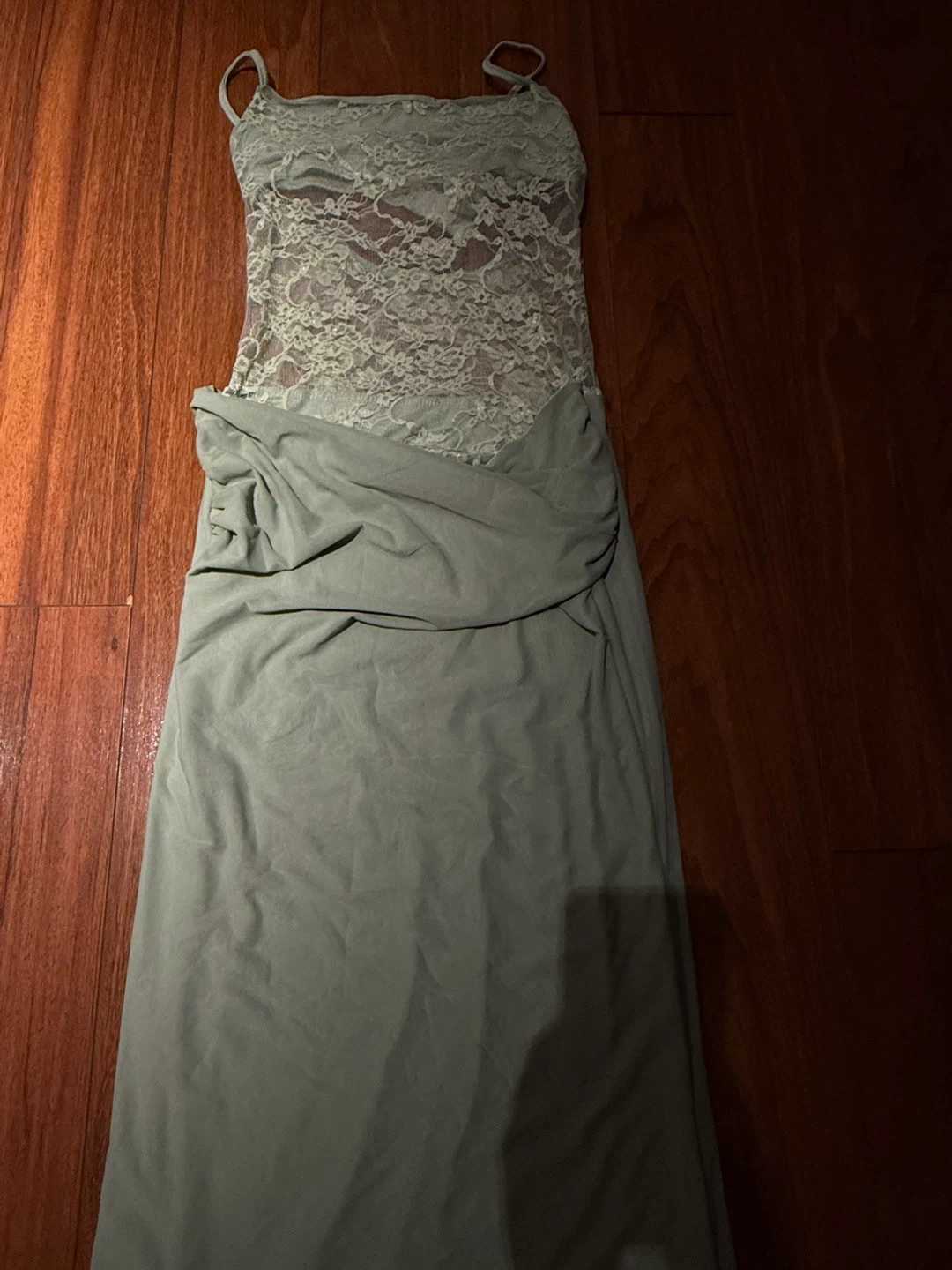 Mint Green Lace Bodysuit Maxi Dress
