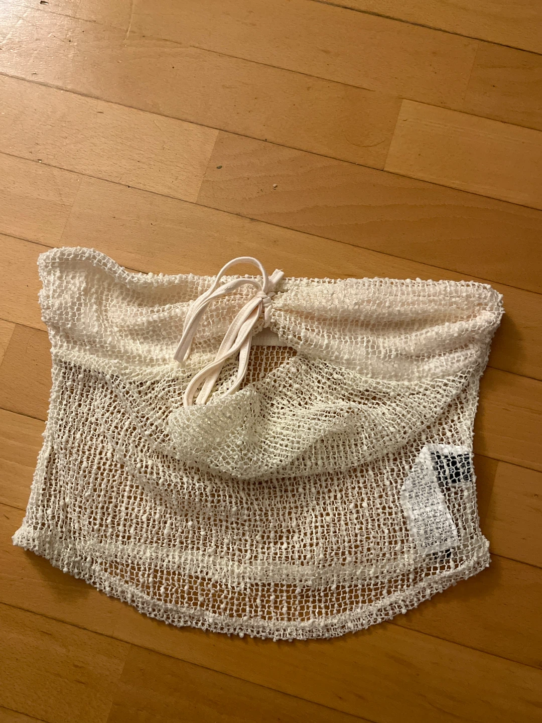 White Crochet Tube Top with Drawstring