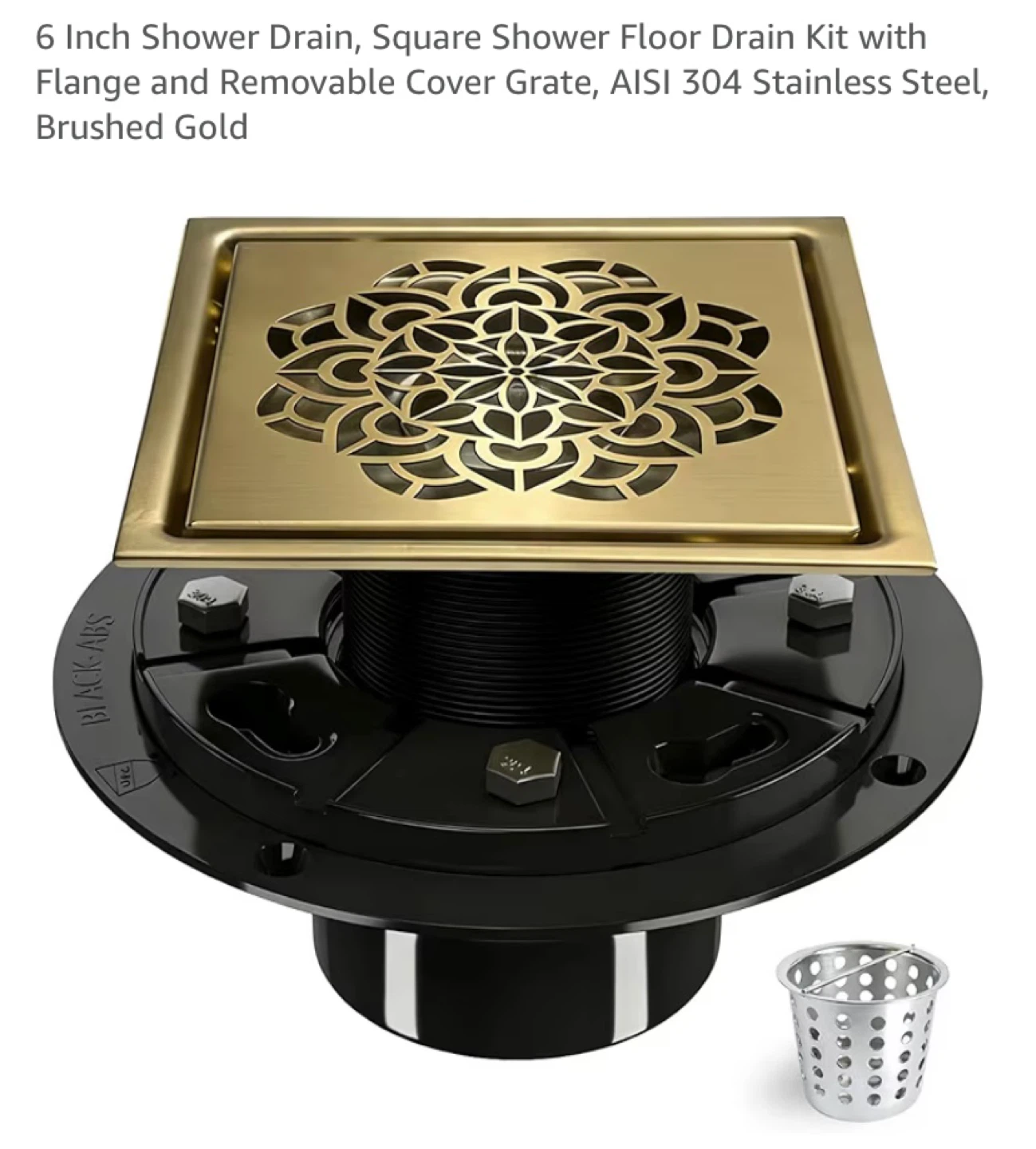 New 6 Inch Shower Floor Drain Kit Gold