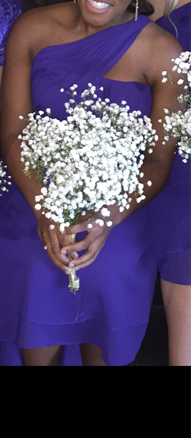 Purple One-Shoulder High-Low Chiffon Bridesmaid Dress - photo 2