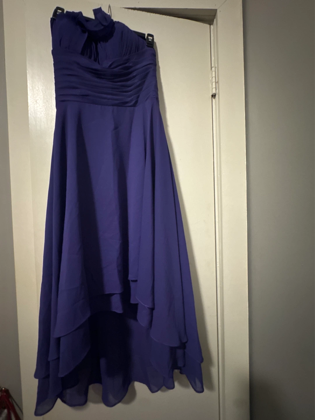 Purple One-Shoulder High-Low Chiffon Bridesmaid Dress