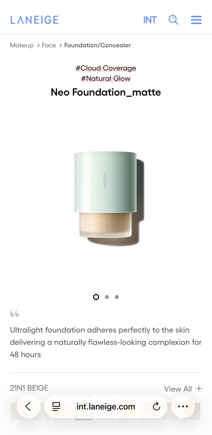 Laneige Neo Foundation Matte 21N1 Beige