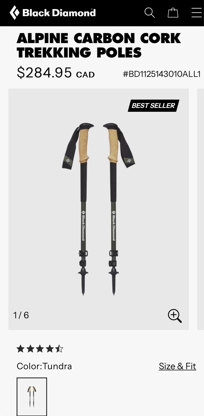 Black Diamond Alpine Carbon Cork Trekking Poles – Carbon Fiber