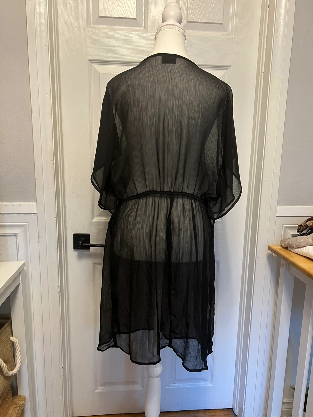 Mossimo Black Sheer Crochet Trim Cover-Up - photo 2