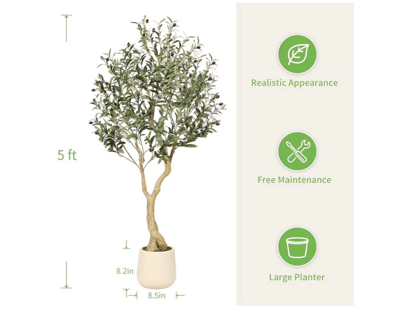 Artificial Olive Tree 5 ft Tall - photo 3