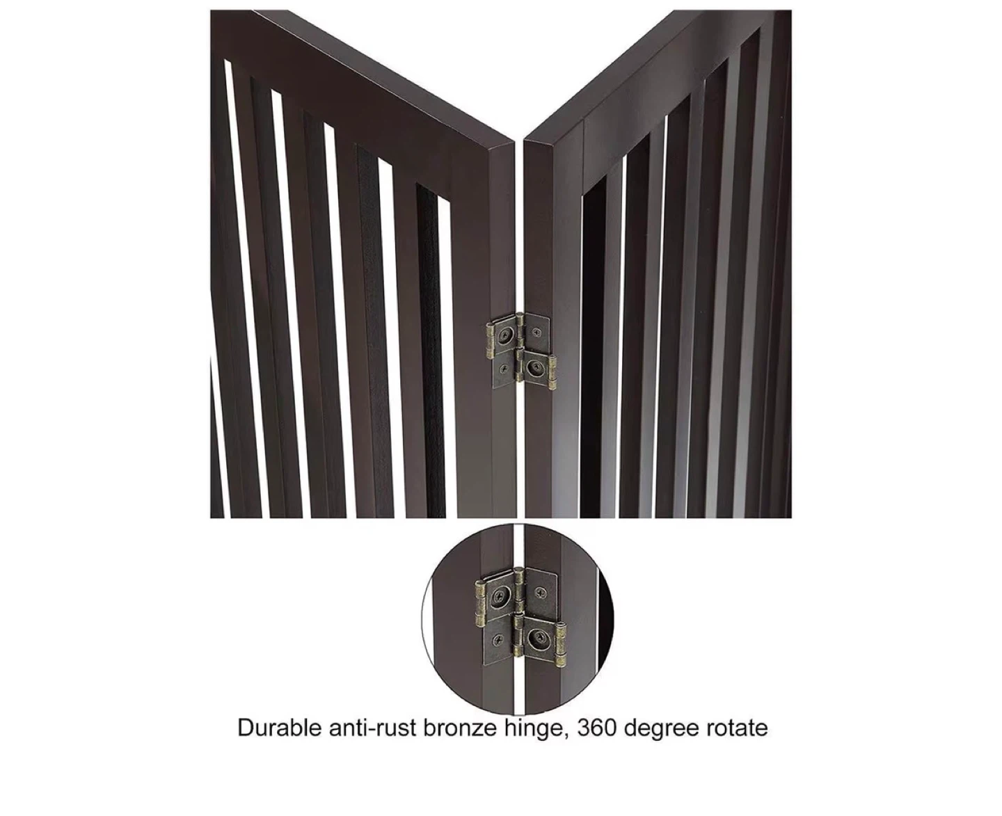 3-Panel Wood Pet Gate - Dark Brown - photo 4