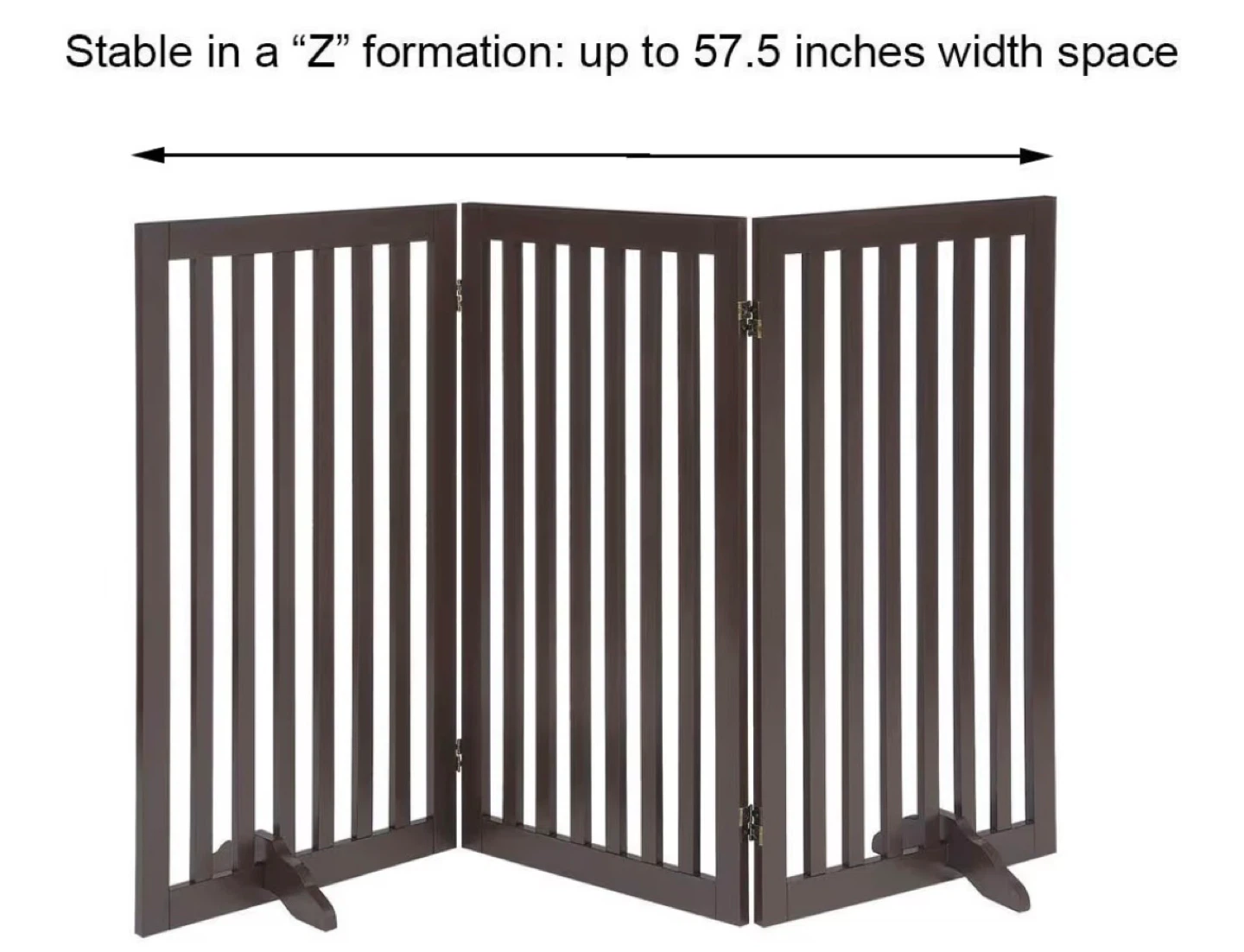 3-Panel Wood Pet Gate - Dark Brown - photo 5