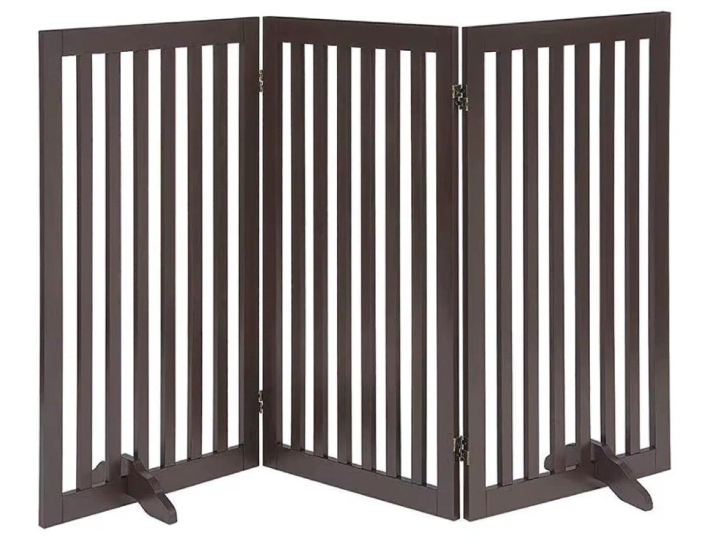 3-Panel Wood Pet Gate - Dark Brown