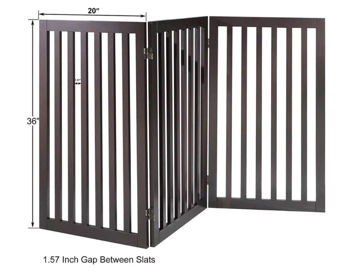3-Panel Wood Pet Gate - Dark Brown - photo 3