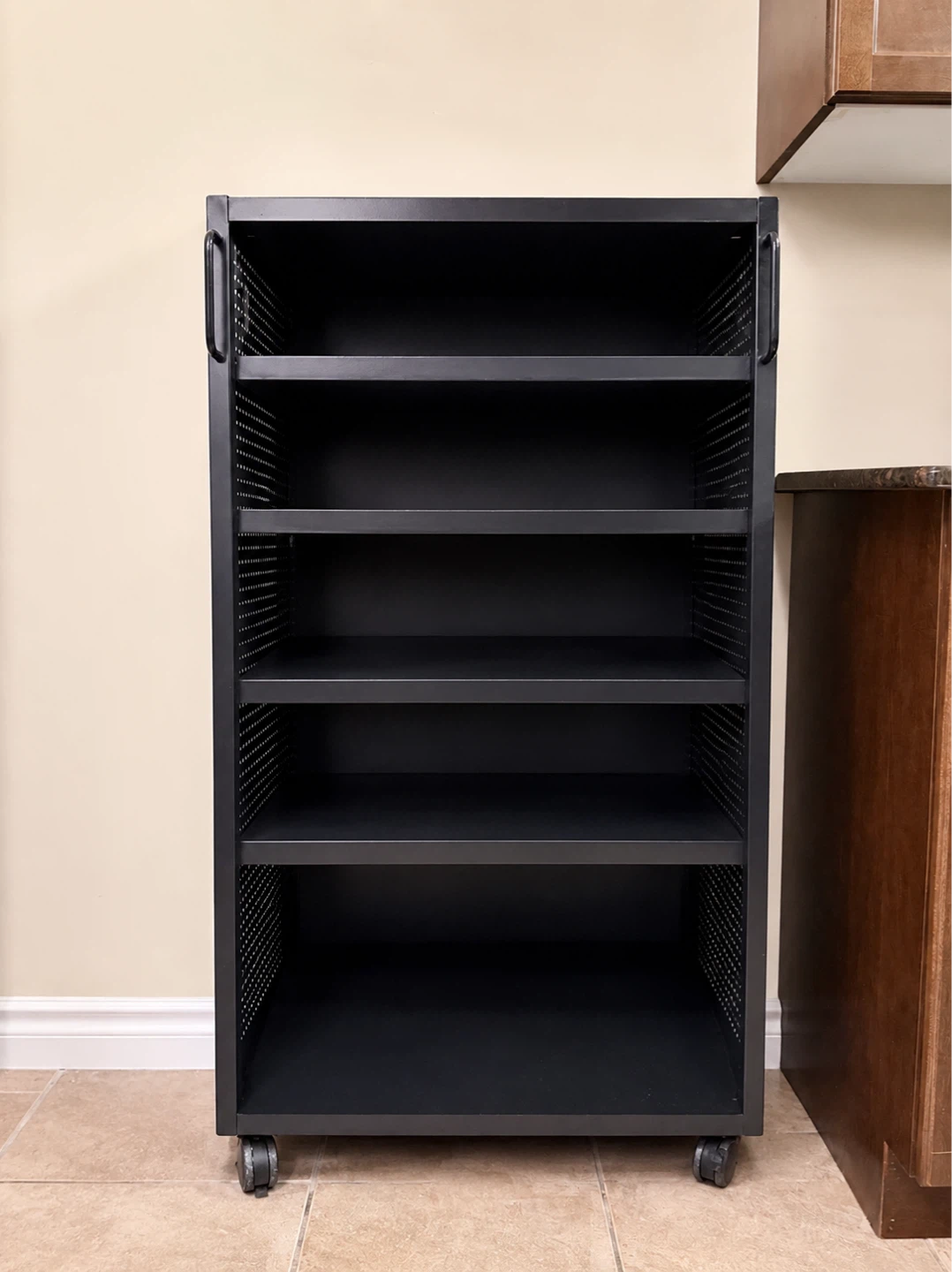 Black 5-Shelf Rolling Storage Unit