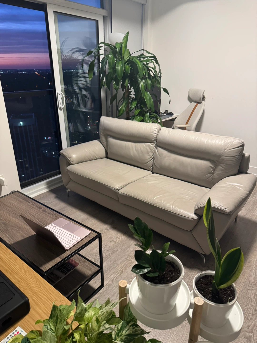 Light Beige Leather Sofa