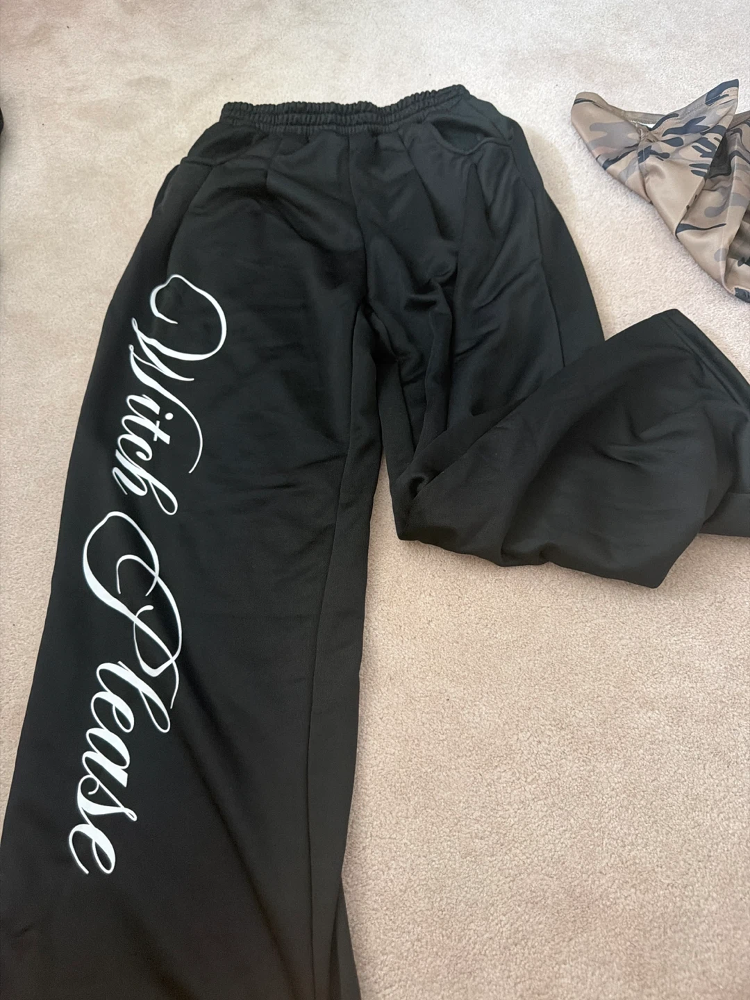 Black Sweatpants with "Witch Please" Graphic