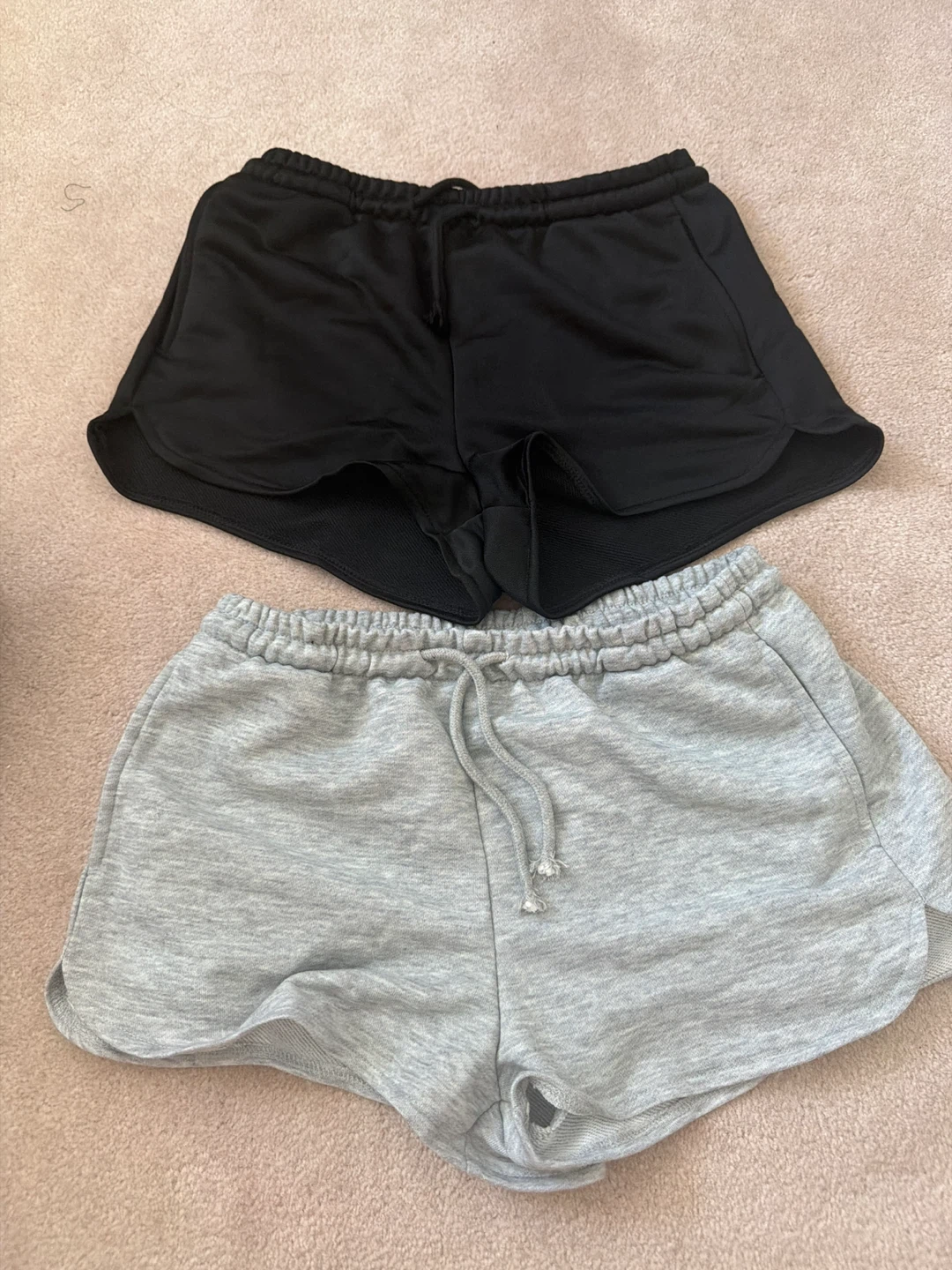 Pair of black and grey sweat shorts