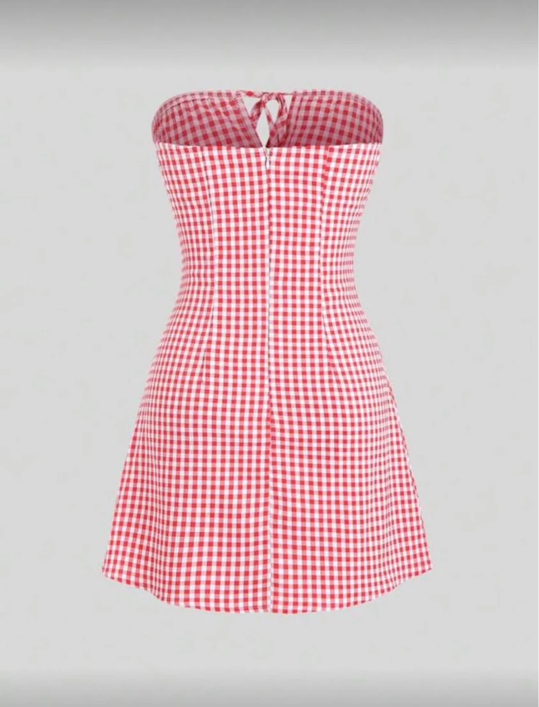 Shein Red Gingham Strapless Mini Dress XS - photo 2