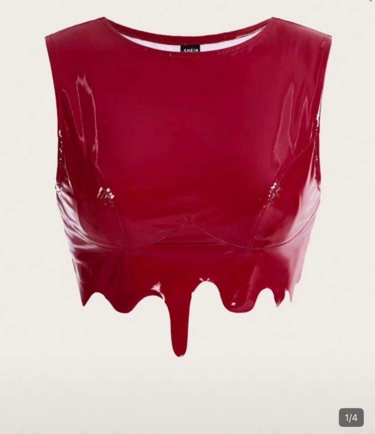 SHEIN Red Vinyl Drip Crop Top