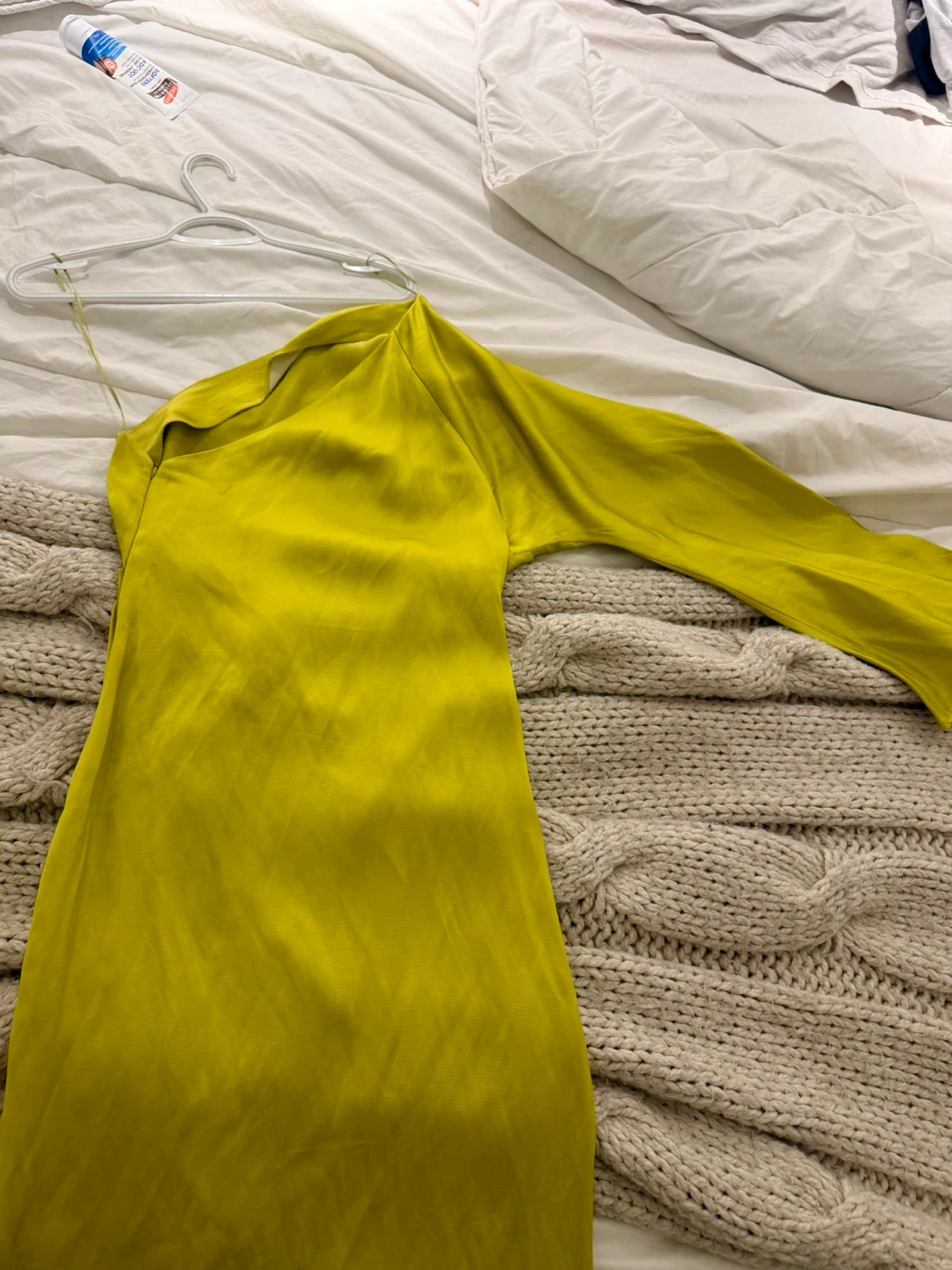 ZARA Lime Green One-Shoulder Maxi Dress - Size M - photo 3