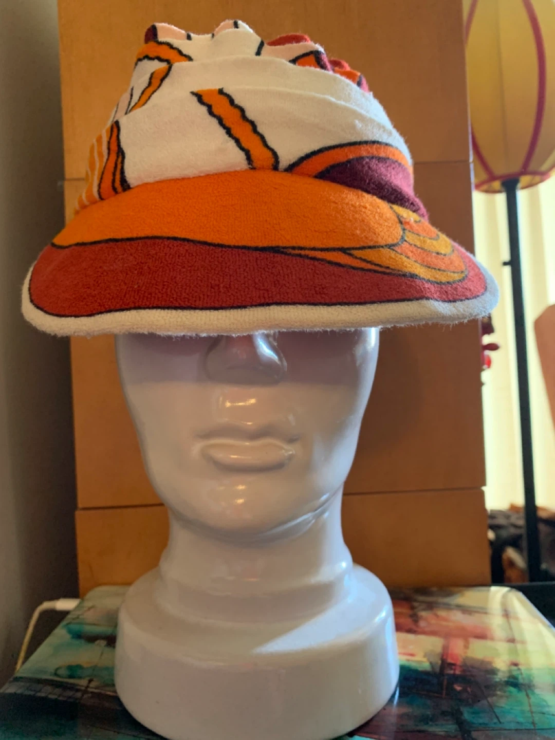 Hermes silk and cotton Visor with Retro Pattern