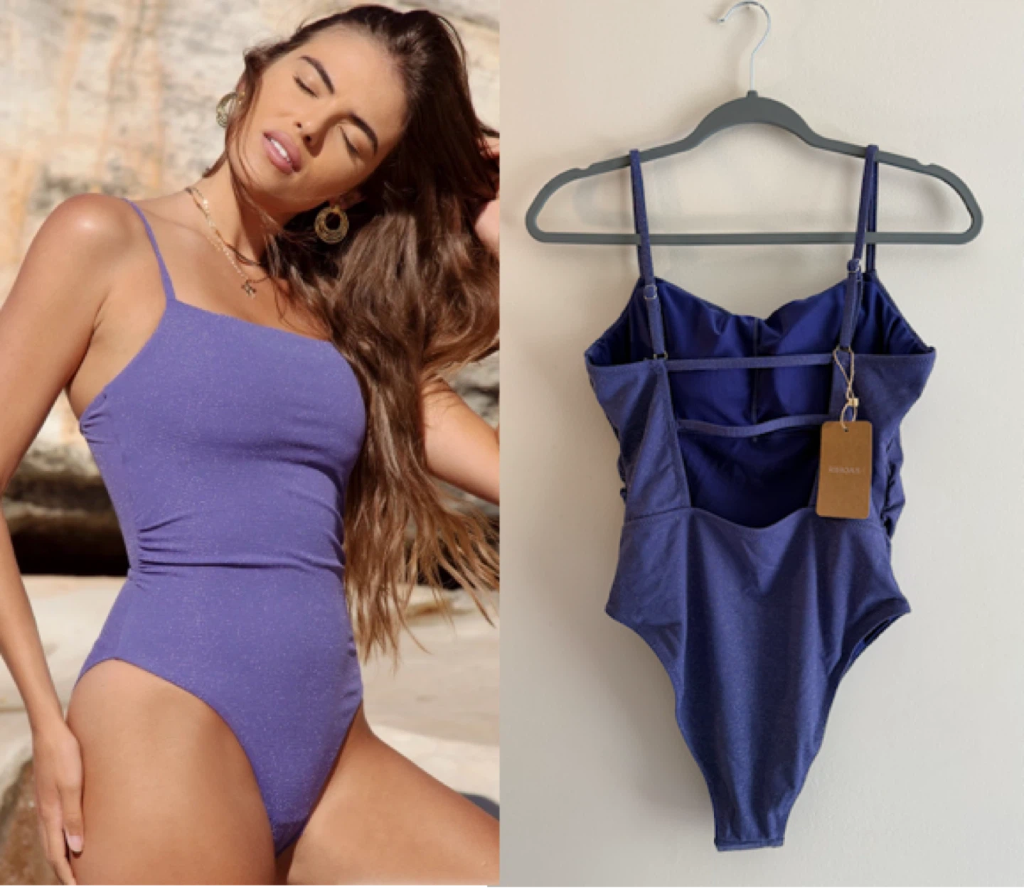 RIHOAS Shimmery Purple One Piece Swimsuit - Size M