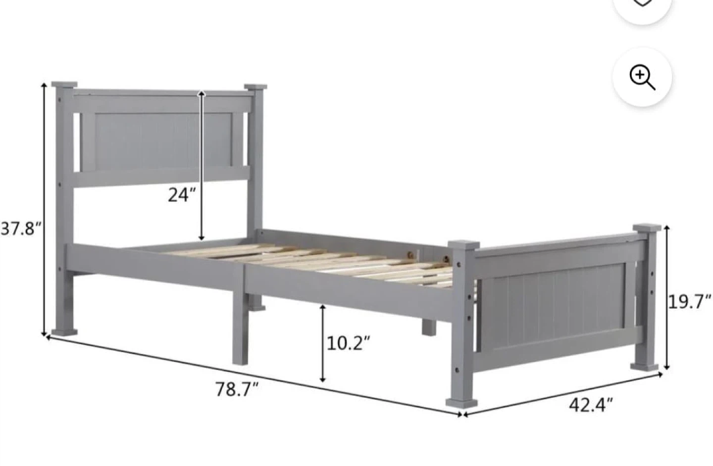 Grey Twin Bed Frame with Headboard - photo 2
