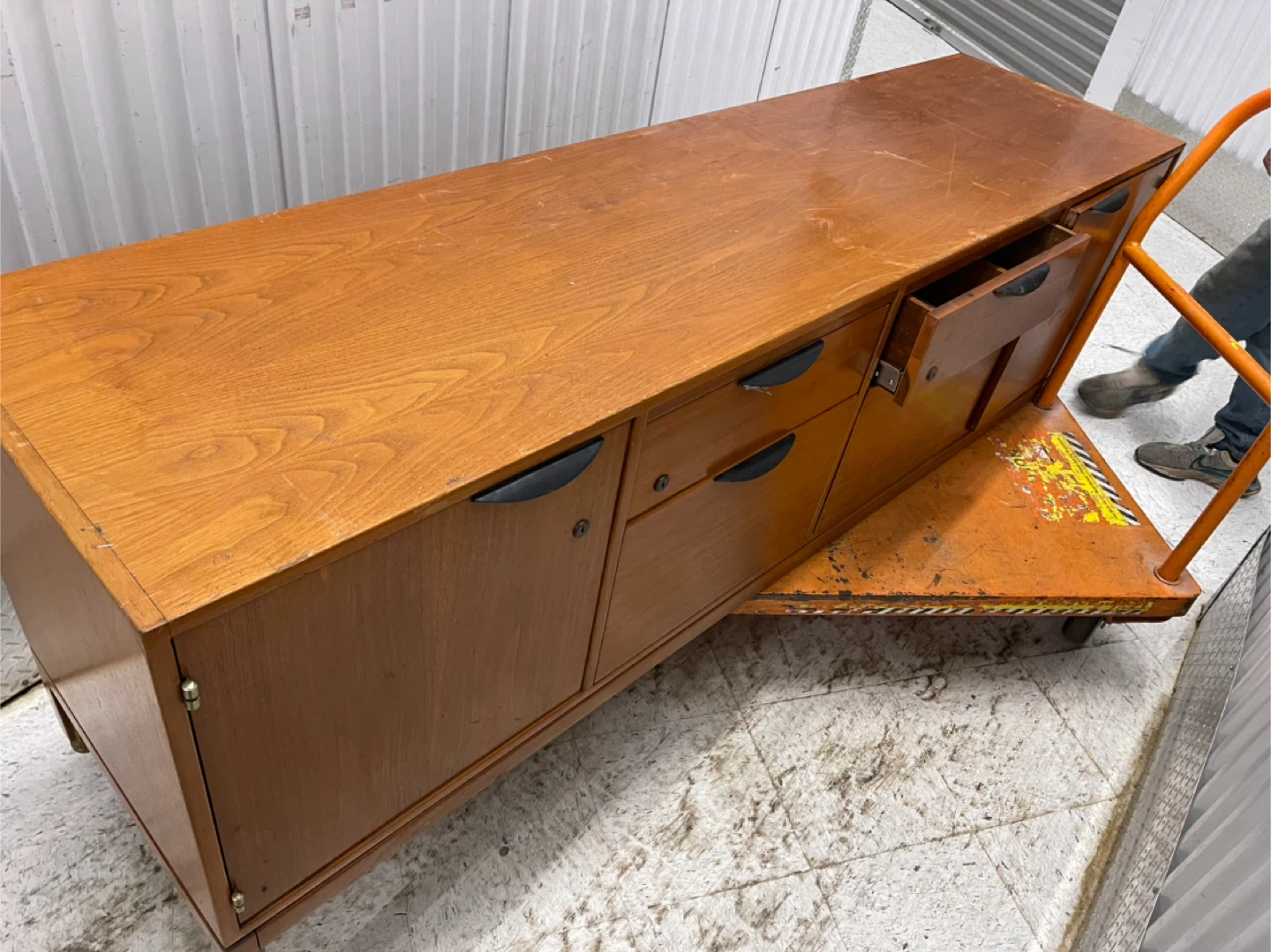 Wooden Credenza Sideboard with Drawers and Cabinet Doors