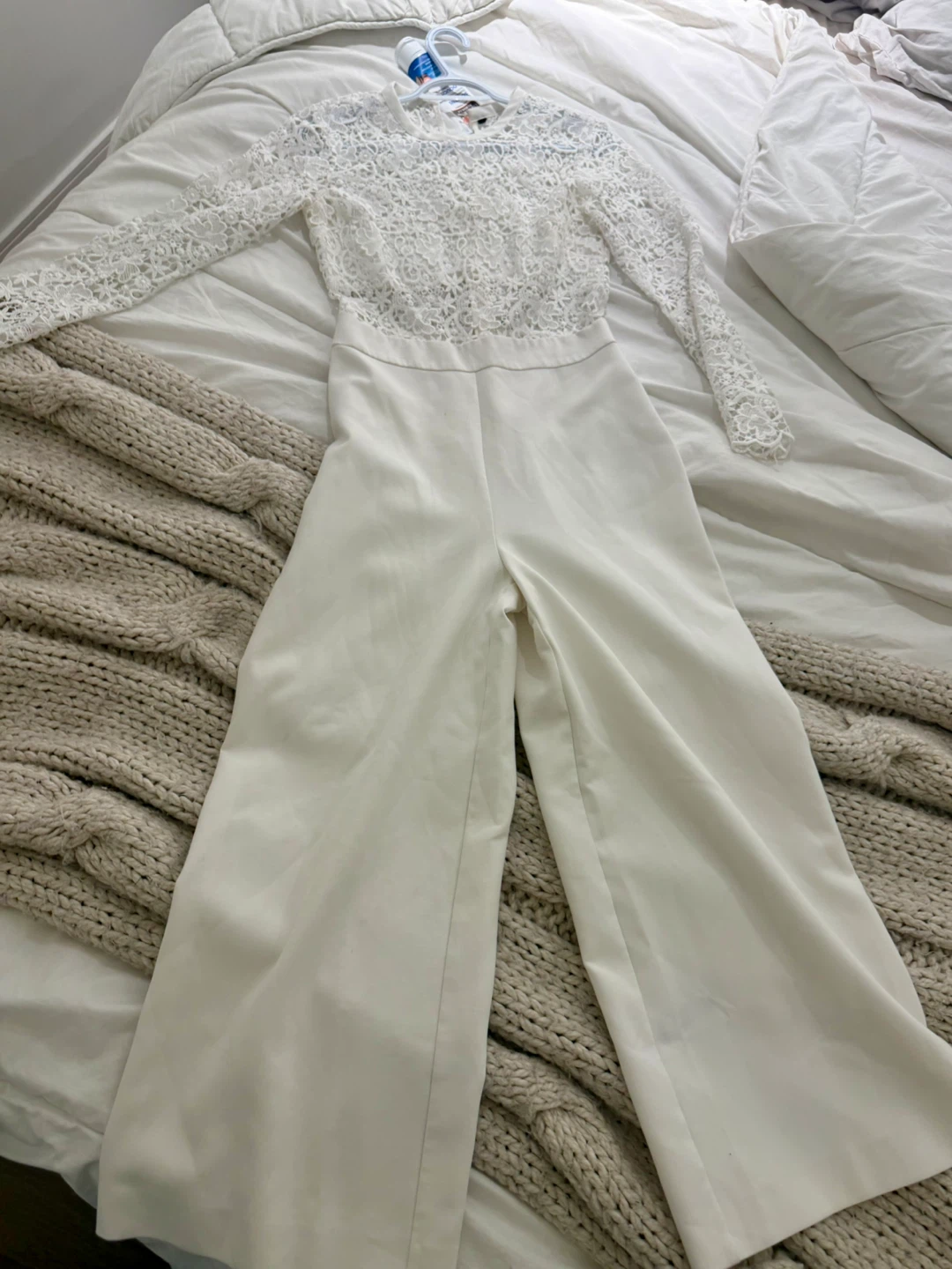 White Lace Long Sleeve Jumpsuit - photo 5